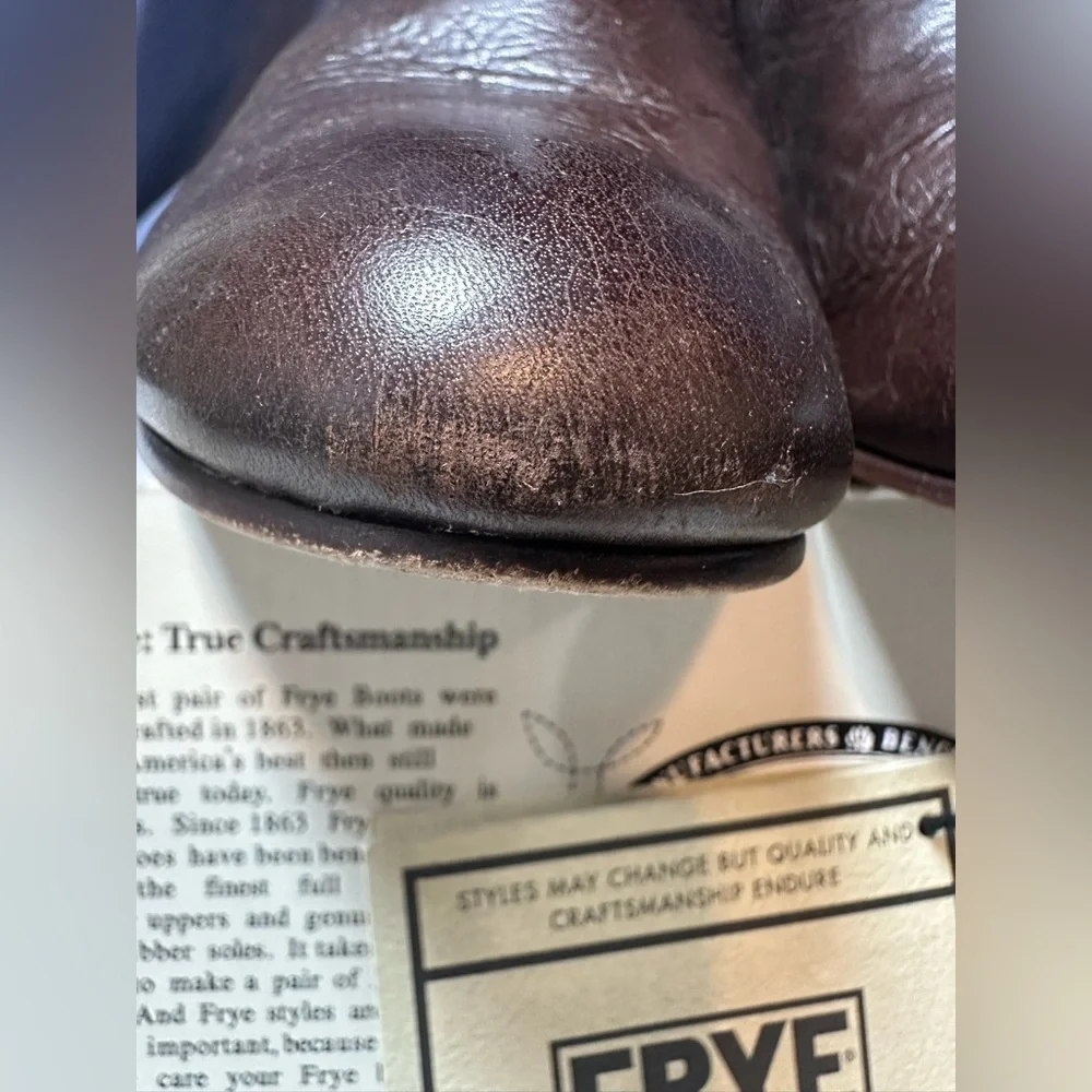 Frye Stella Chelsea Short Dark Brown Leather Boots Size 8